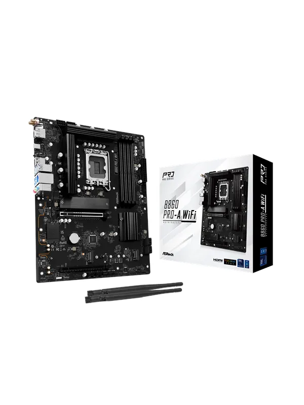 ASRock B860 Pro-A WiFi Hovedkort - Intel B860 - Intel LGA1851 socket - DDR5 RAM - ATX