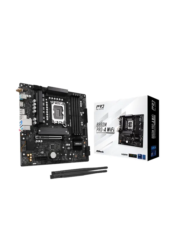 ASRock B860M Pro-A WiFi Hovedkort - Intel B860 - Intel LGA1851 socket - DDR5 RAM - Micro-ATX