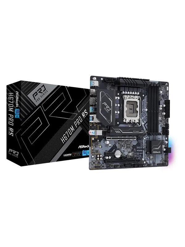 ASRock H670M Pro RS Hovedkort - Intel H670 - Intel LGA1700 socket - DDR4 RAM - Micro-ATX