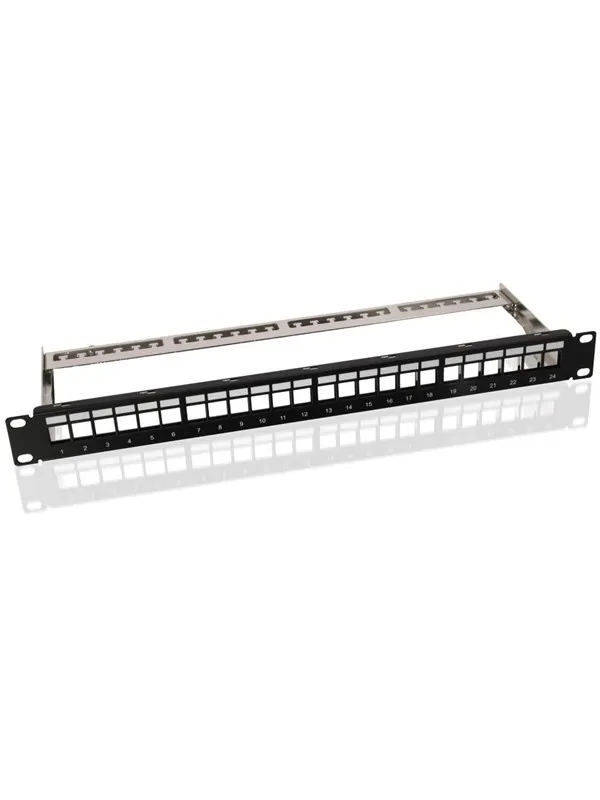 Pro 19 inch (48.3 cm) Keystone blank Patch Panel empty - Svart