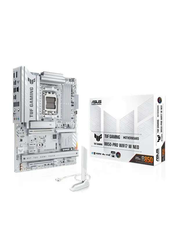 ASUS TUF GAMING B850-PRO WIFI7 W NEO Hovedkort - AMD B850 - AMD AM5 socket - DDR5 RAM - ATX