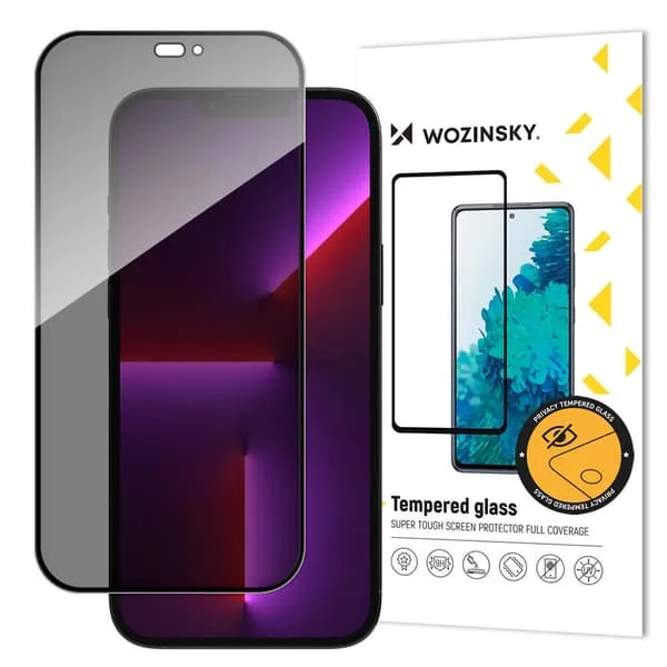 Wozinsky Privacy Glass med Anti Spy-filter for iPhone 15 - svart