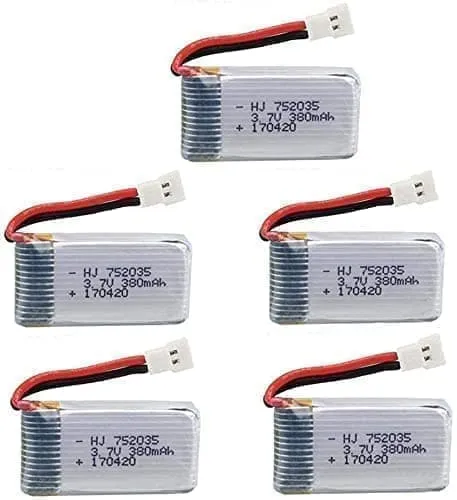 Hubsan 5 stk oppladbare for X4 H107c H107d H107L 3,7v 380mAh Rc Quadcopter - Tilbehør til Fjernstyrte Leker Lipo-batterier
