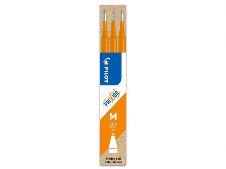 Pilot FriXion Ball - Påfyll - oransje - 0.7 mm - fin (en pakke 3)