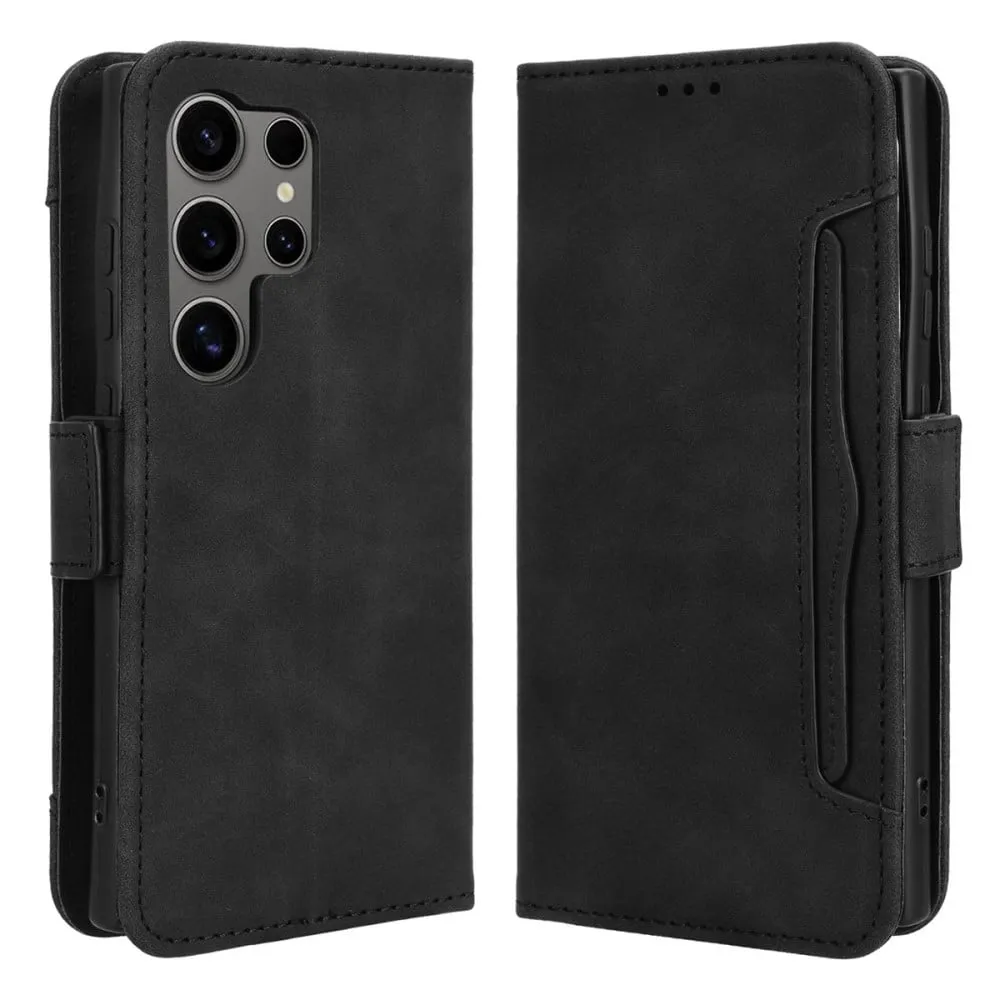 Lommebok-etui i moderne skinn-design Samsung Galaxy S24 Ultra - Svart