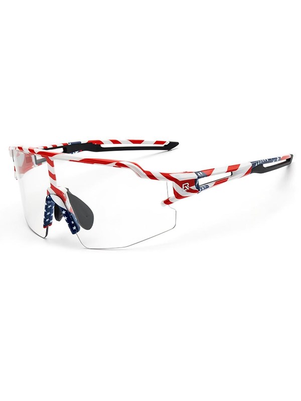 Rockbros Cycling Glasses Photochromic with UV Protection and Corrective Insert 14120008002 - USA Pattern - White