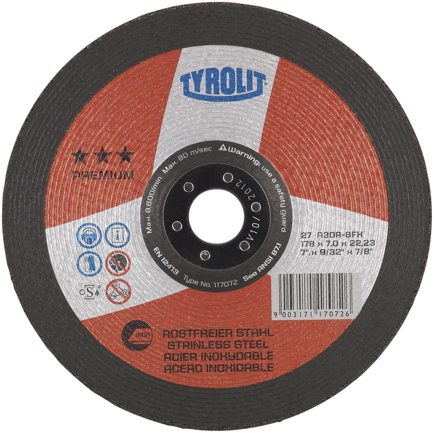 Slipeskive Premium 27E ø230×4 A30R-BFX