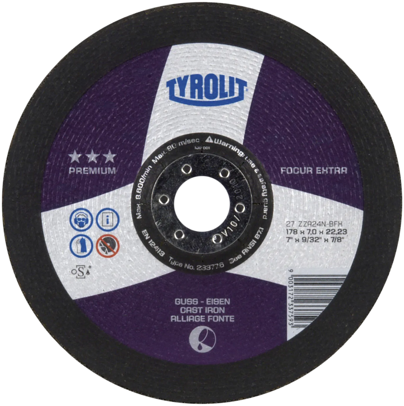 Slipeskive Premium 27F Ø178×7 ZZA24R-BFX