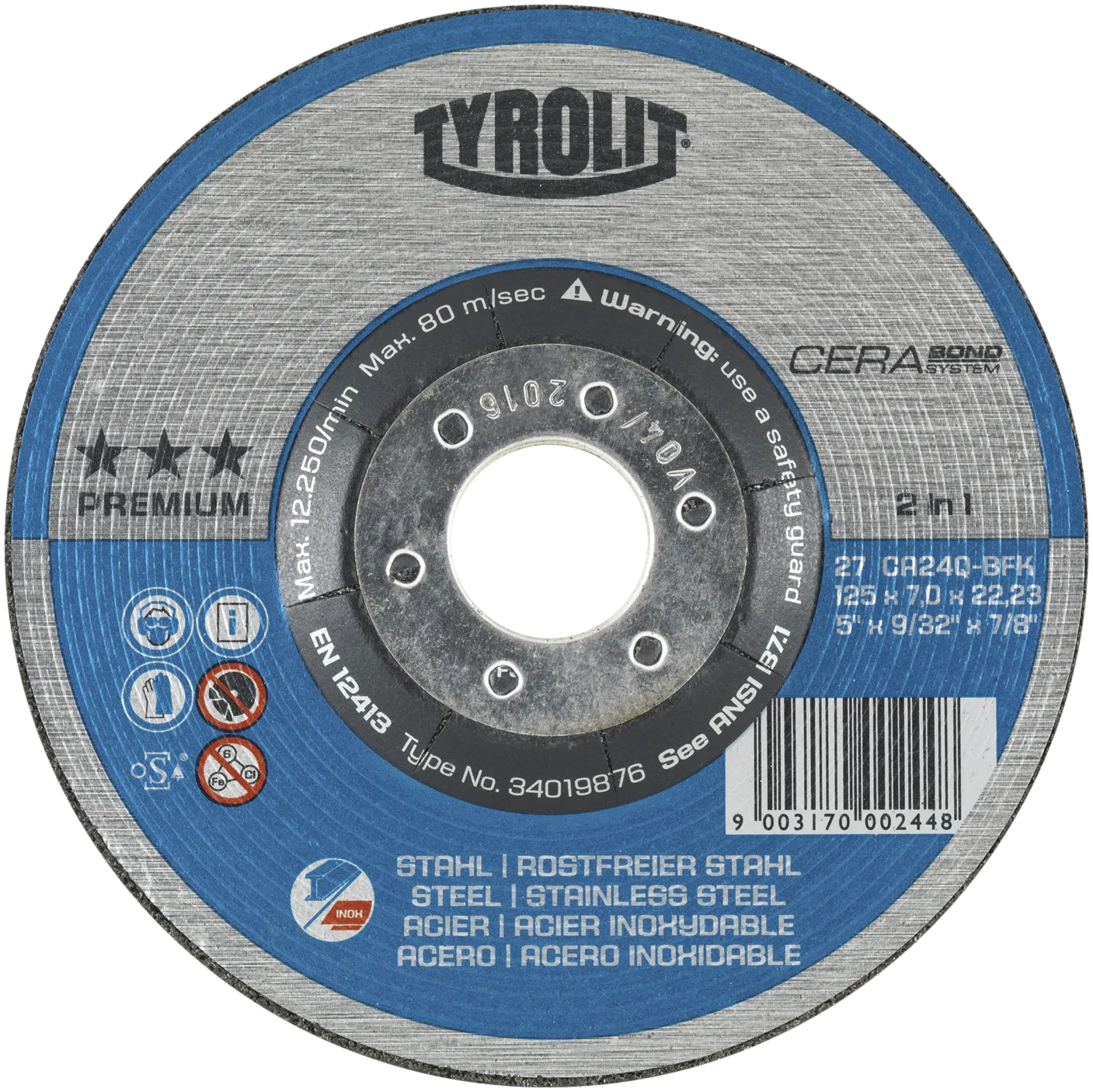 Skrubbskive Premium 27E ø125×7 CA24Q-BFK
