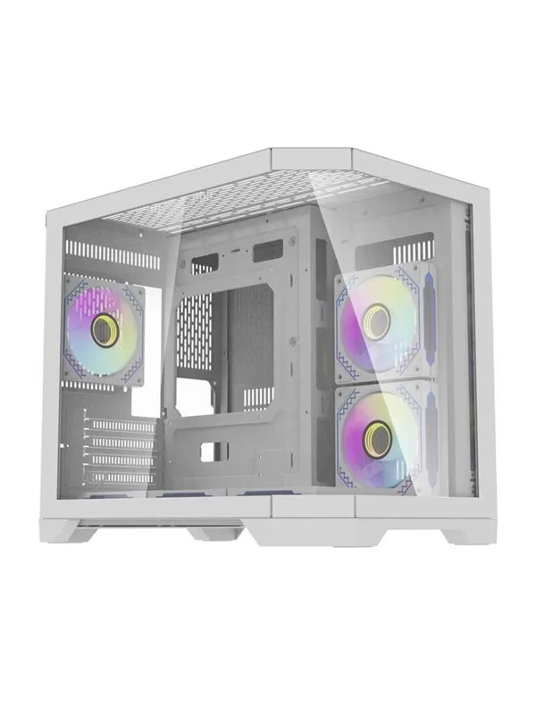 Darkflash FT418 computer case + 6 aRGB fans (white) - Kabinett - Minitower - Hvit
