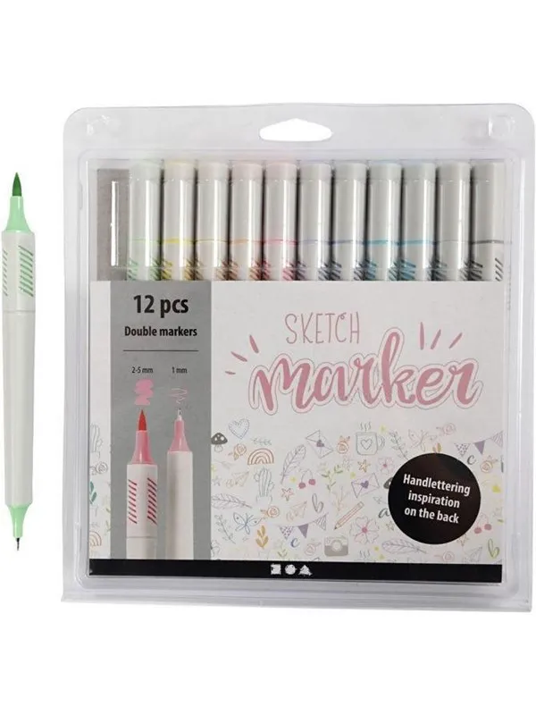Creativ Company Sketch Double Markers Pastel Colours 12 pcs