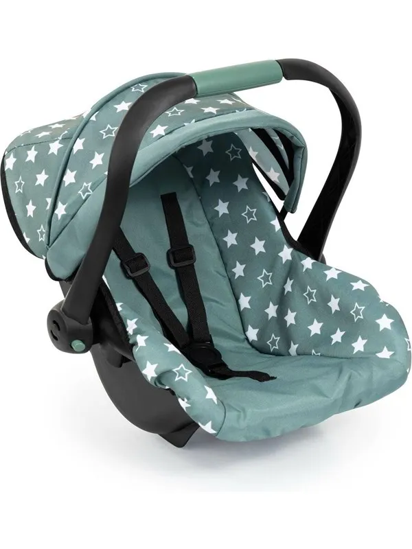 Bayer Design Deluxe Car Seat with Canopy for Dolls - Green w/ Stars