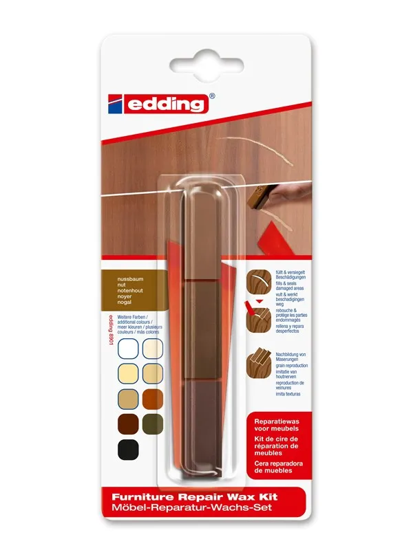 Edding e-8901 furniture repair wax kit walnut