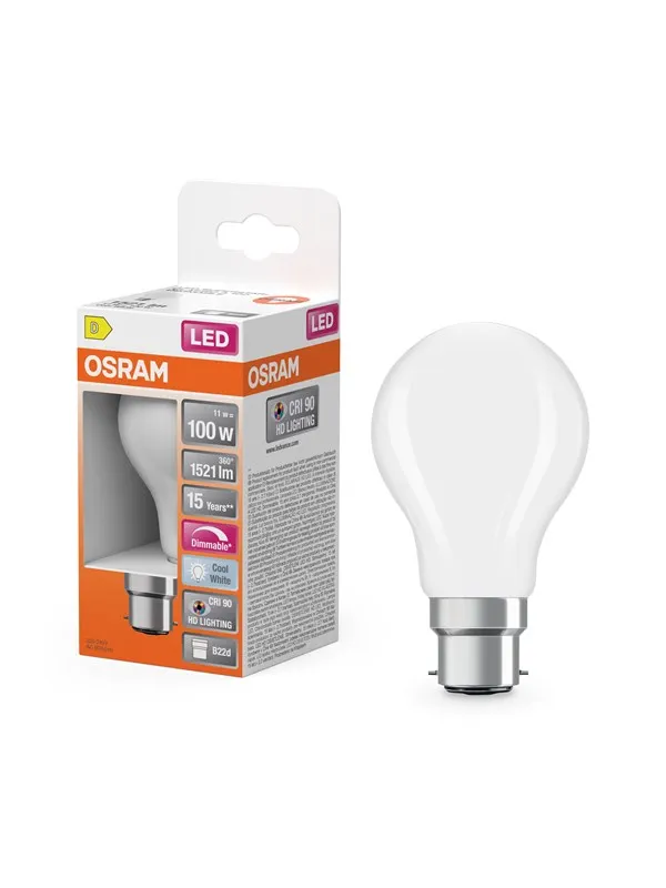 Osram LED-lyspære LED Comfort standard frosted 1521lm 11W/940 (100W) B22d dimmable E27