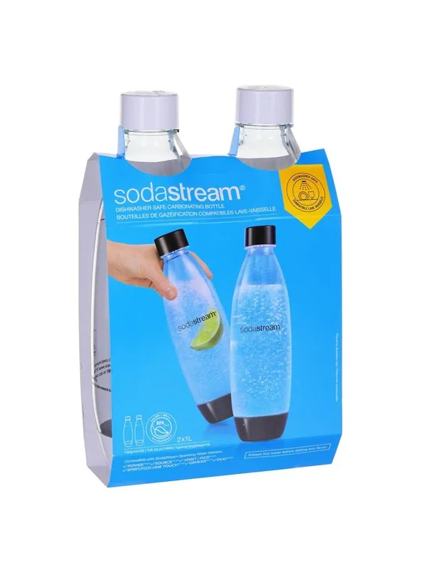 Sodastream 1 litre Fuse bottles - White Two-pack