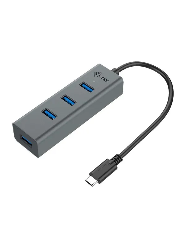 I-Tec USB-C 3.1 Metal HUB - 4-Port USB 3.0 - Bus powered - Overcurrent protection USB-hub - USB 3.2 - 4 porter - Grå