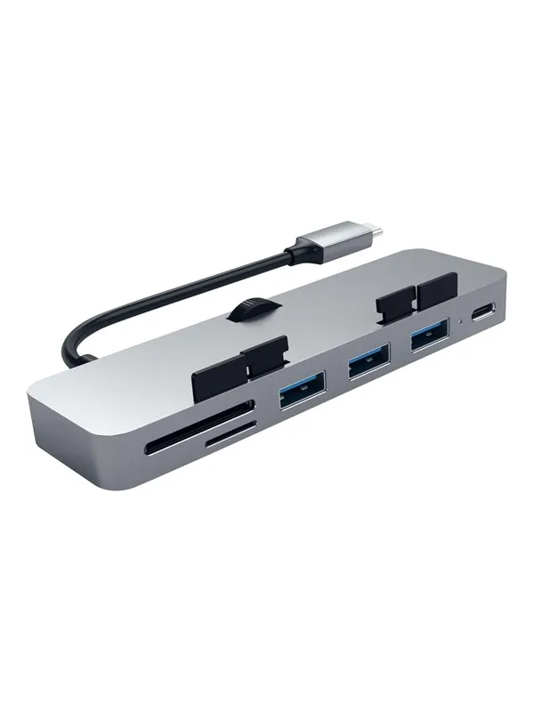 Satechi Aluminum Type-C Clamp Hub Pro - hub - 4 porte USB-hub - 4 porter - Grå