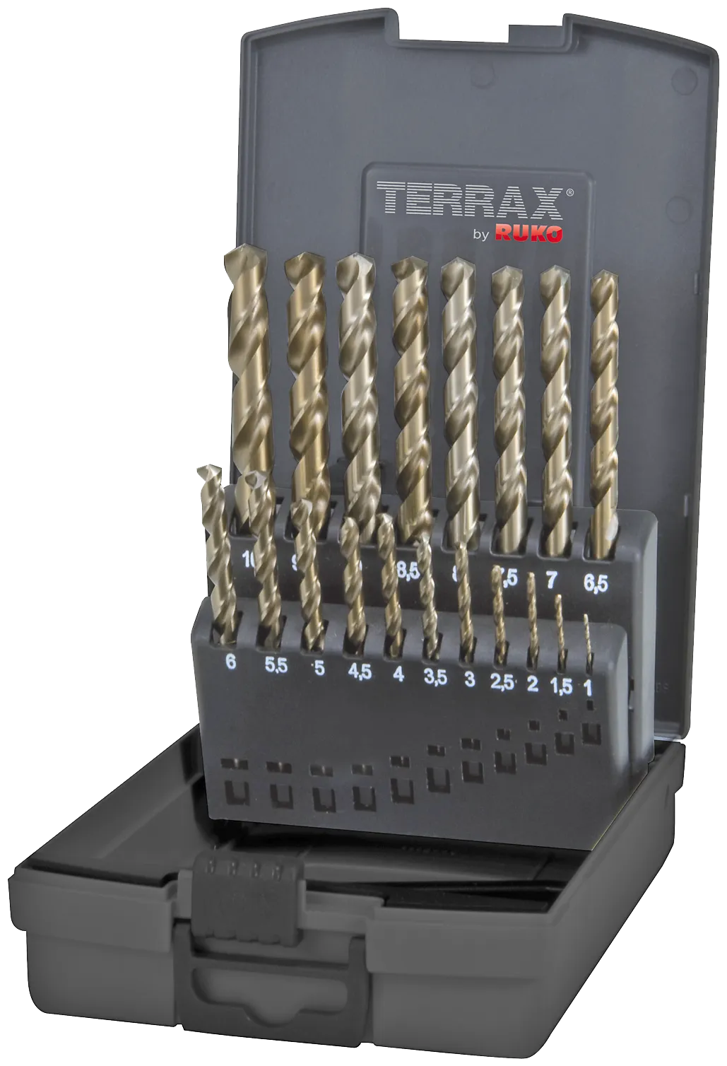 Terrax spiralborsett DIN338 HSS-Co5 1-10×0,5mm