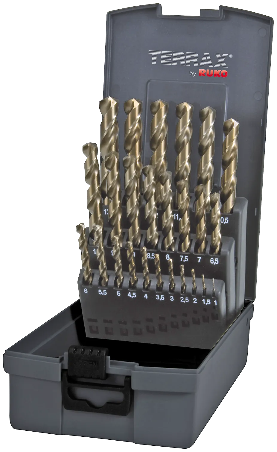 Terrax spiralborsett DIN338 HSS-Co5 1-13×0,5mm