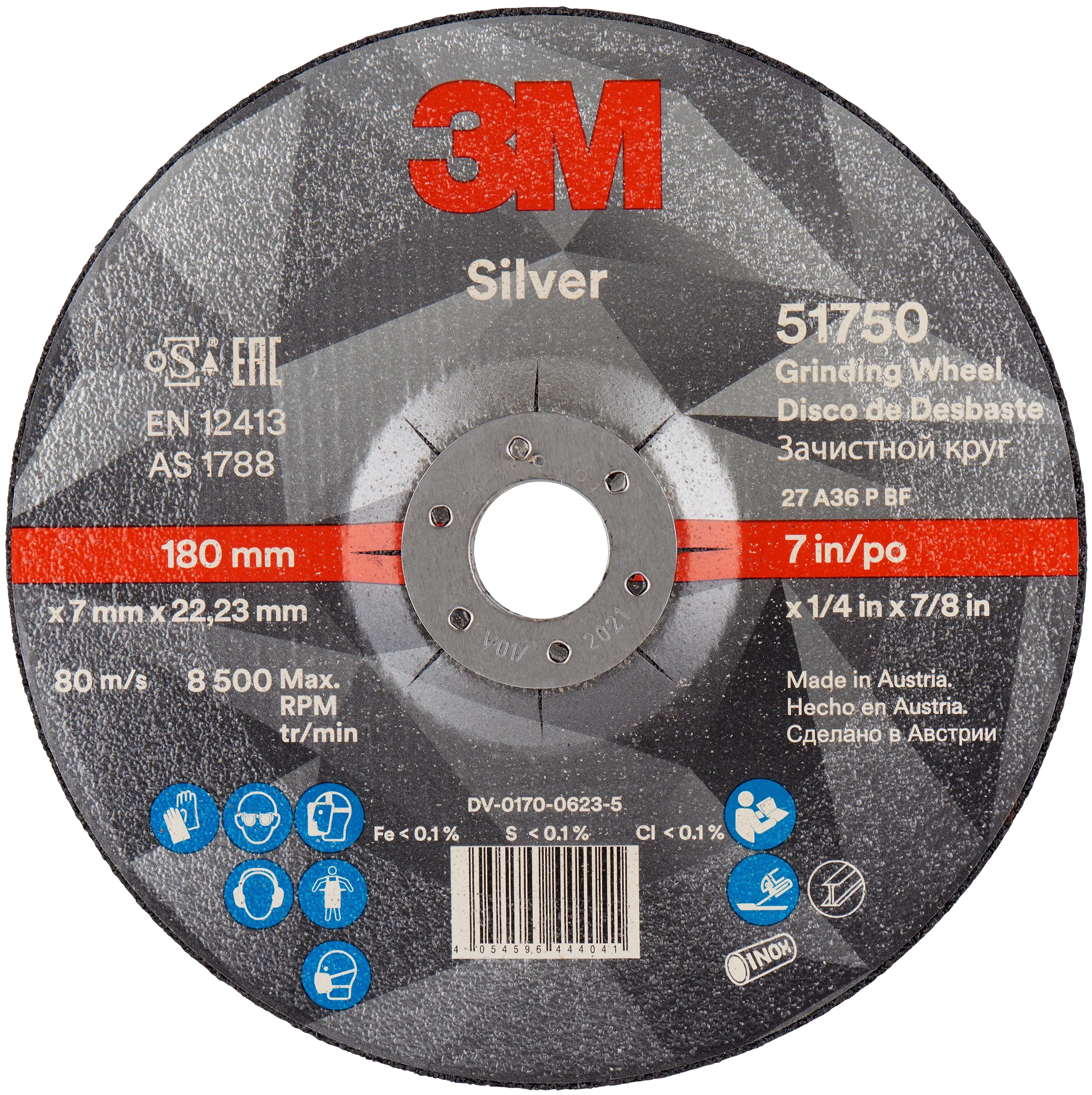 3M Silver skrubbskive T27 180×7,0mm
