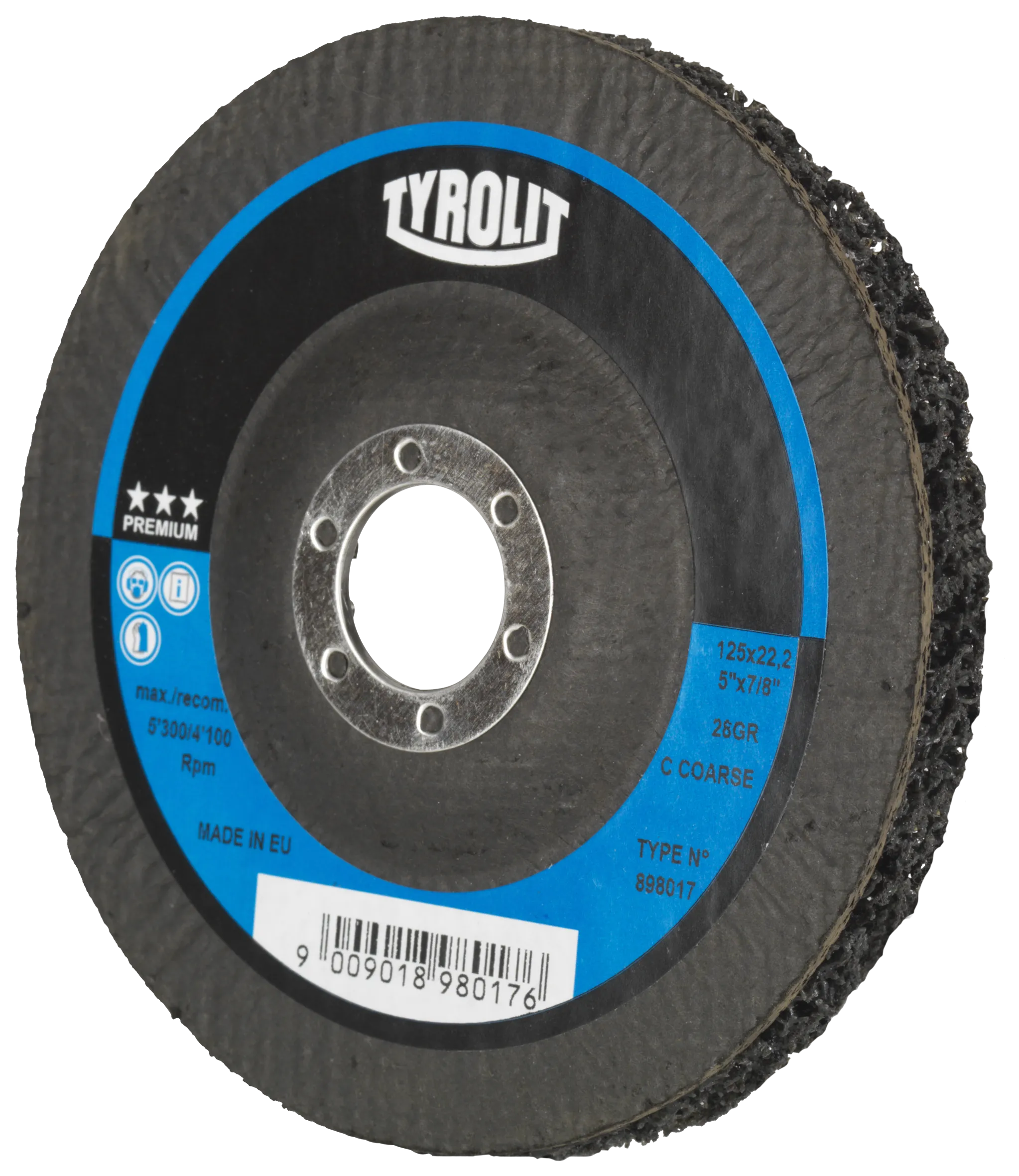 Renseskive 28VL 125×22,23mm sort grov