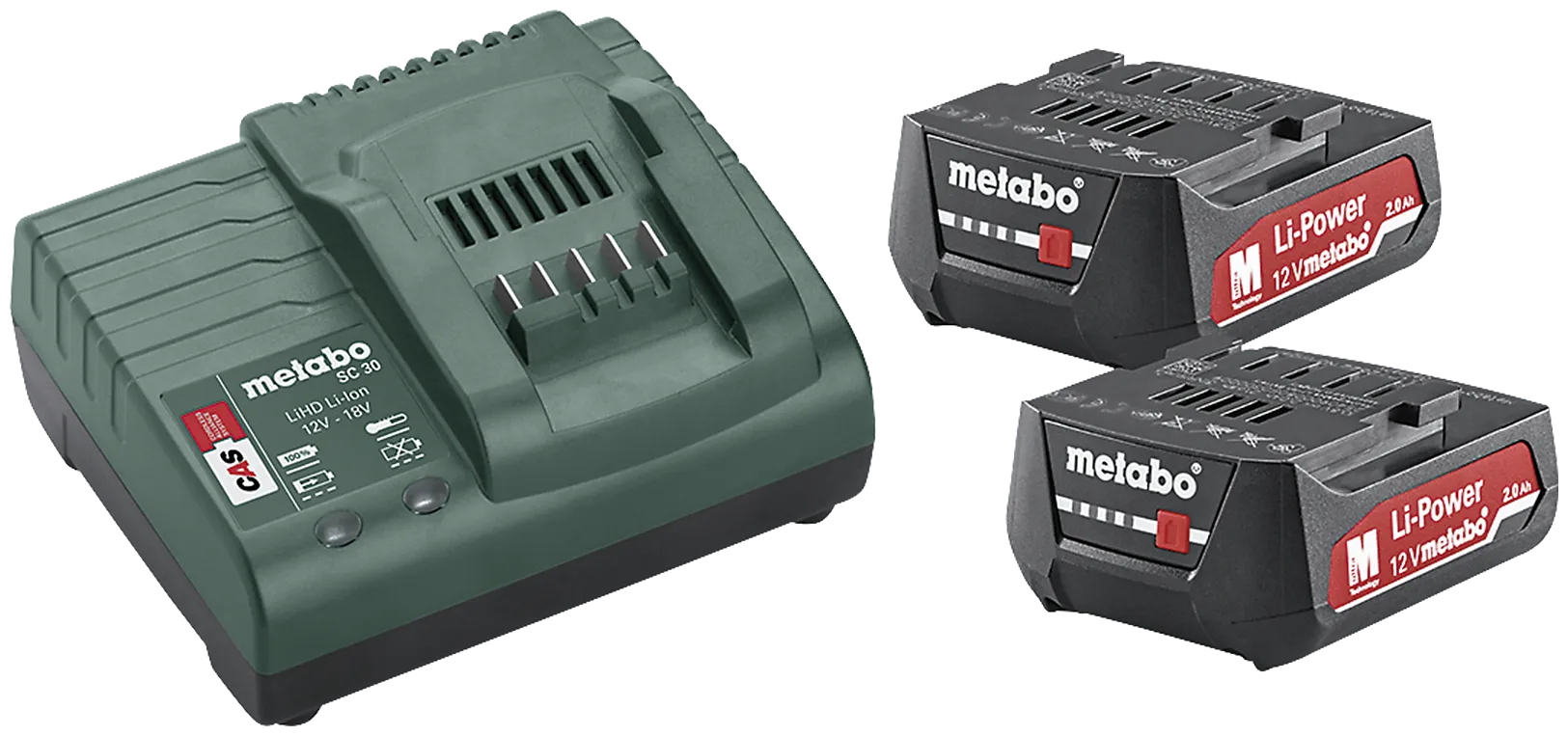 Batterisett med 2×12V/2,0Ah Li-Power + lader SC 30
