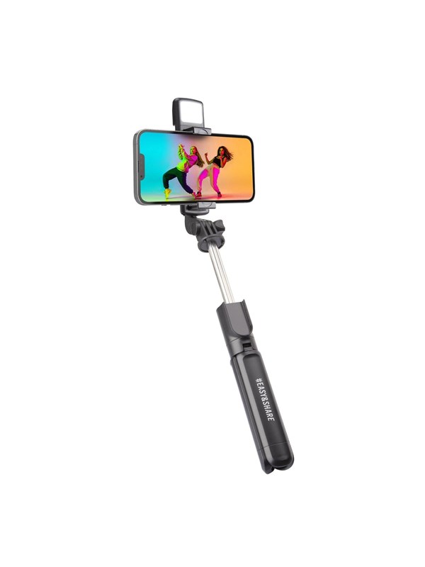SBS Universal selfie stick with built-in LED light and tripod - Black