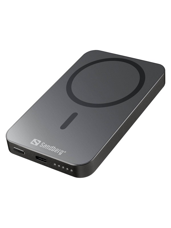 Sandberg Mag Wireless Powerbank 5000 ALU Nødlader - Grey - 5000 mAh
