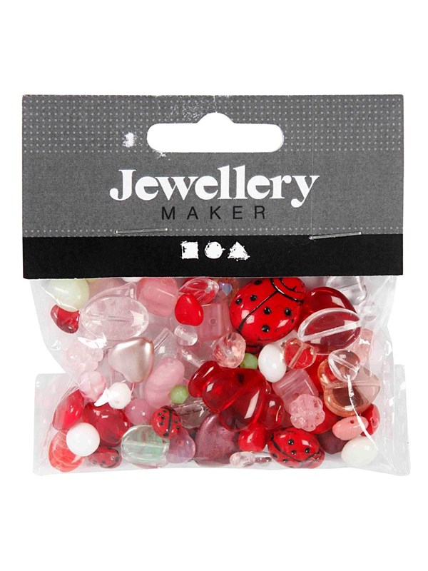 Creativ Company Glass Beads Various Ladybug Heart Leaves 60 grams