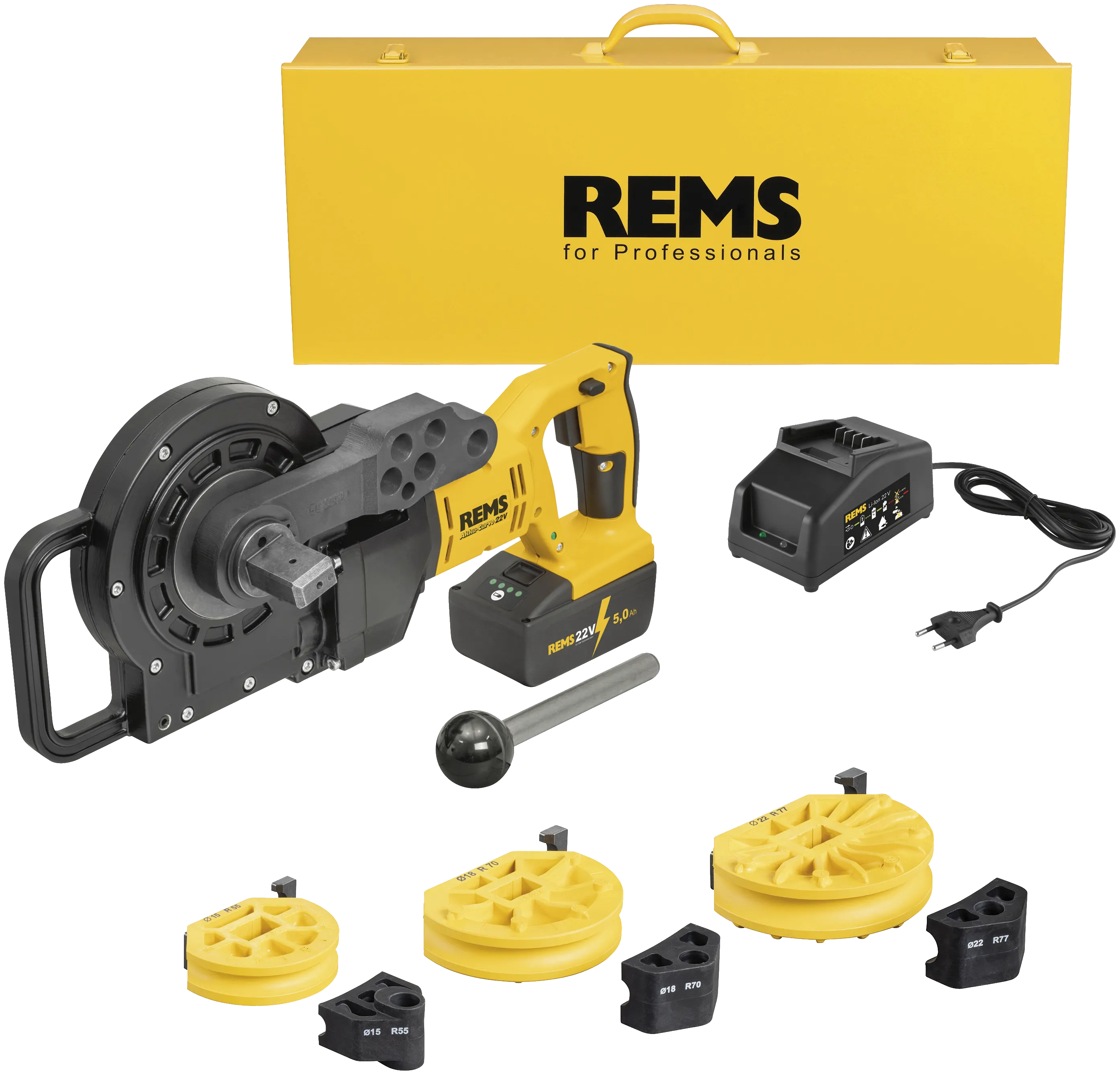 REMS Akku-Curvo 22V/5,0Ah rørbøyer 15-18-22mm