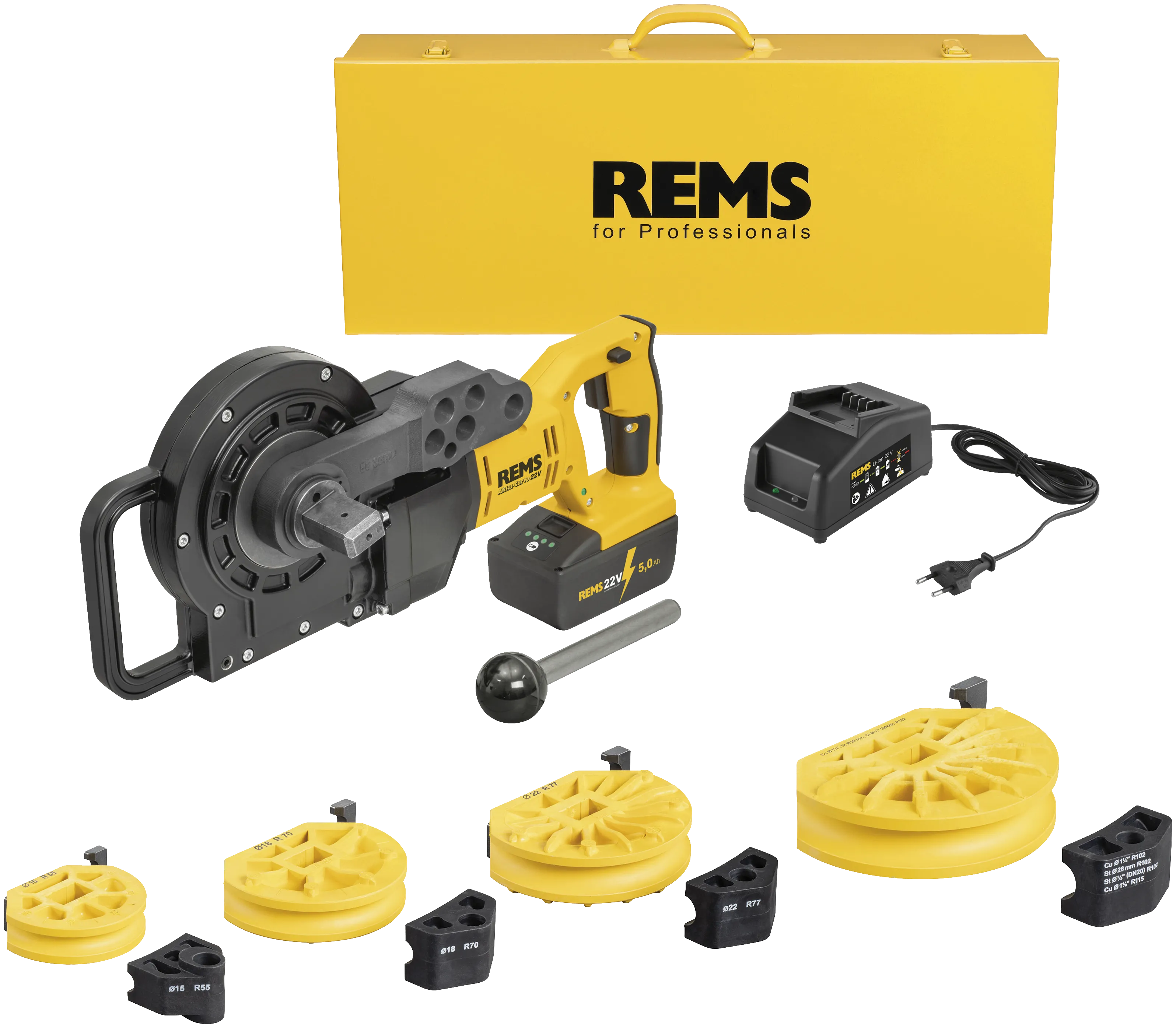 REMS Akku-Curvo 22V/5,0Ah rørbøyer 15-18-22-28mm