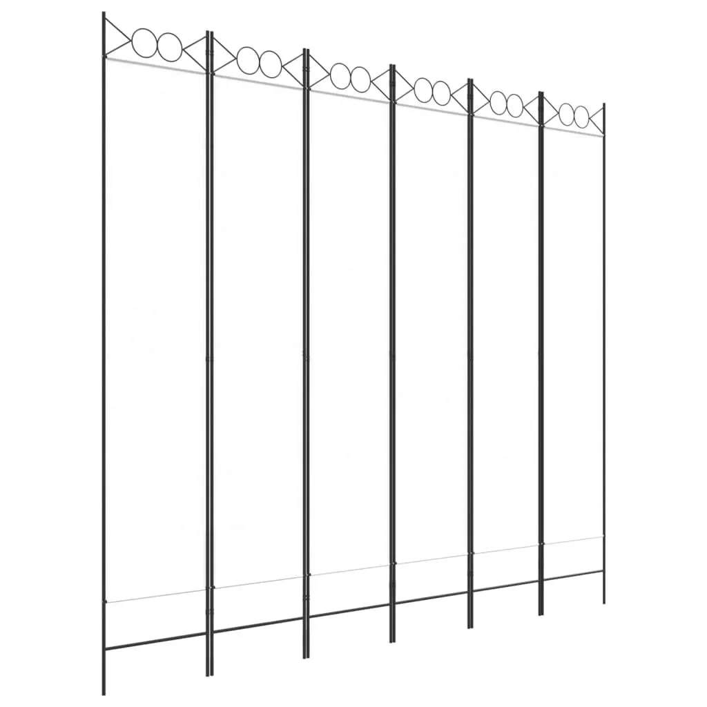 vidaXL Romdeler 6 paneler hvit 240x220 cm stoff