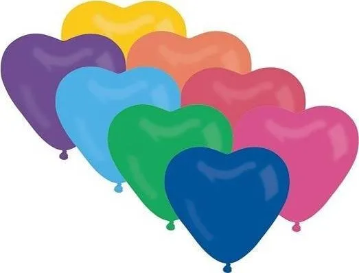 GMR ballonger miks farger hjerter - 29 cm - 50 stk