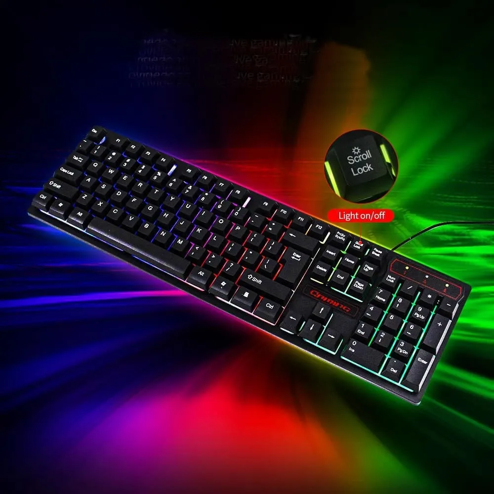 Gamingtastatur med backlight LED-lys & avfjæring på tasterne