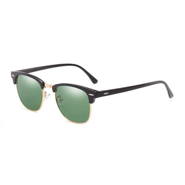Black Solbriller Clubmaster Green Glass + Senile String