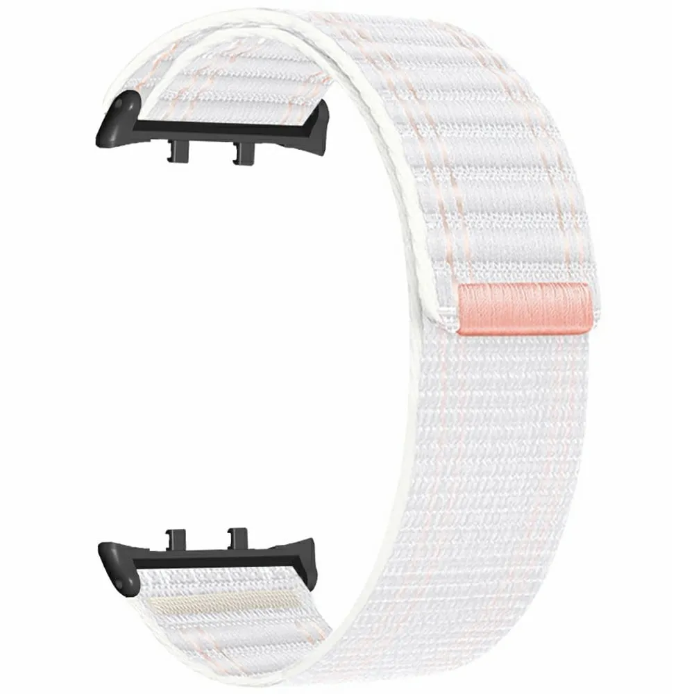 Honor Watch 5 Armbånd Nylon Loop Wave Design-klokkerem med metallkontakt - Hvit / Rosa