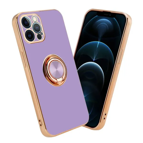 Deksel til iPhone 12 PRO MAX med ring Etui av fleksibel TPU-silikon, med kamerabeskyttelse magnetisk bilholder