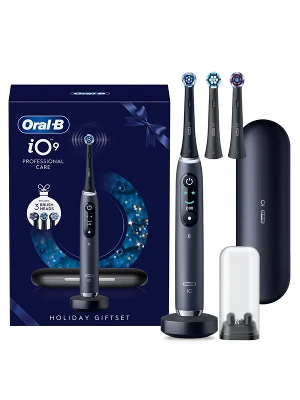 Oral-B Tannbørste iO9 Black Gift Pack incl. Charging Travel Case + 2 extra brush heads