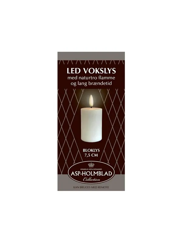 Asp-Holmblad LED-voks kubbeklys