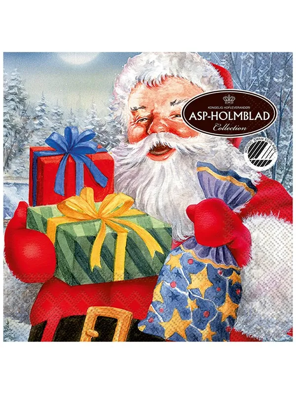 Asp-Holmblad Servietter "Santa with gifts"