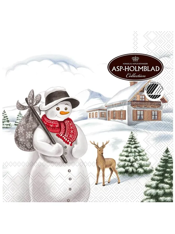 Asp-Holmblad Servietter "Snowman & reindeer"