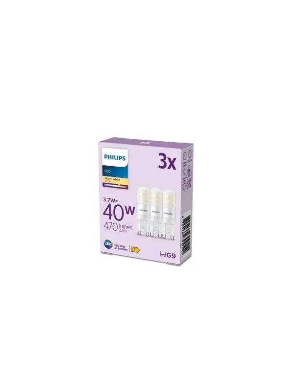 Philips LED-lyspære 470lm 3.7W/827 (40W) 3-pack G9