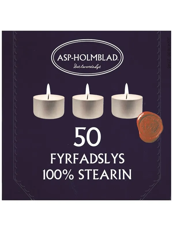 Asp-Holmblad Telyslys Stearin 6t.