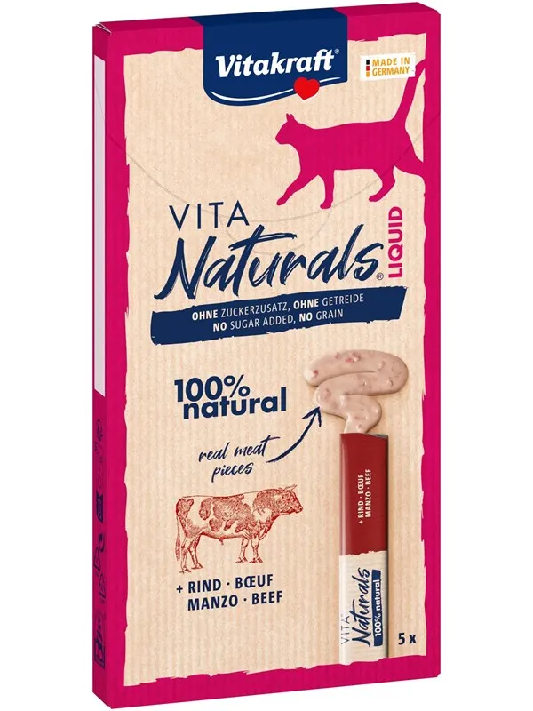 Vitakraft Vita Naturals Liquid Snack Storfekjøtt (5-Pack x 15g)