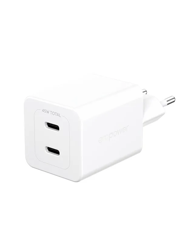 empower by PanzerGlass Turbo 45W Charger incl. 2 x USB-C | EU Plug | Silver White