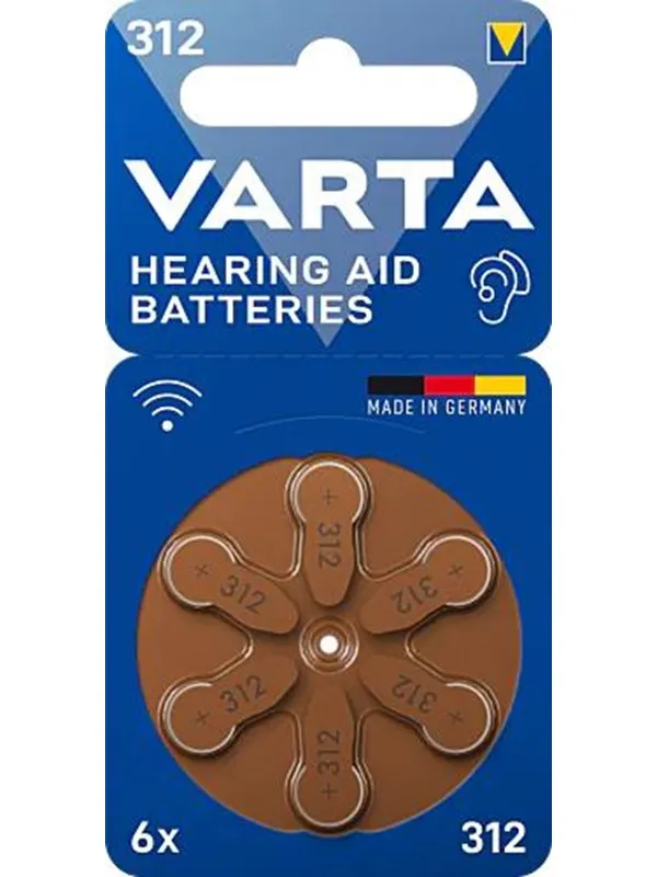 VARTA Hearing aid batteries 312 PR41 (zinc air Button cell 1.45V) 6-pack