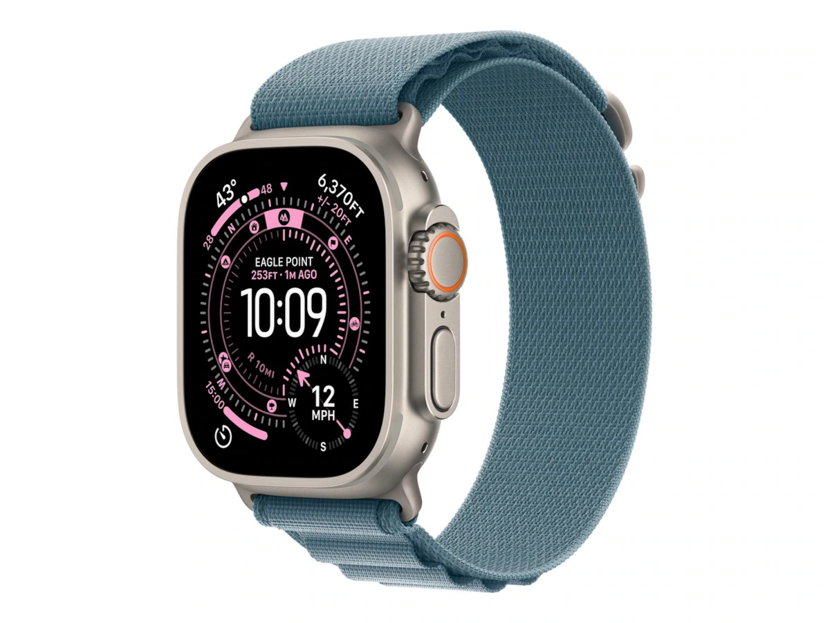 Apple Watch Ultra 3 GPS + Cellular 49mm Natural Titanium Case with Light Blue Alpine Loop - Large