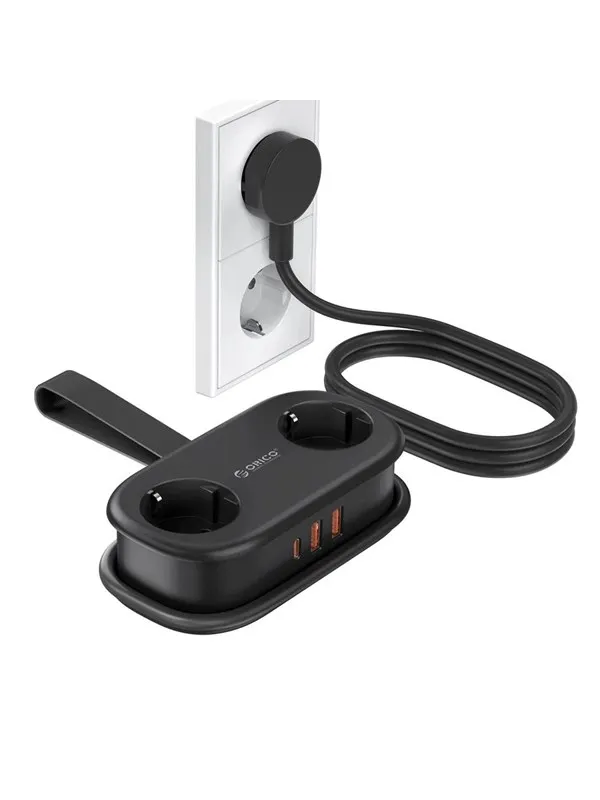 ORICO AP3 20W GaN 5in1 Power Strip 2x AC + 2x USB-A + 1x USB-C - Black