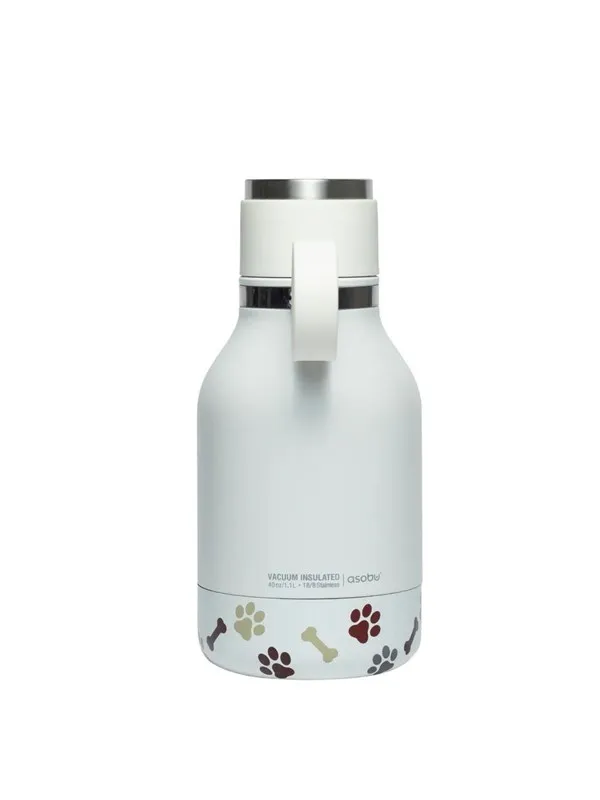 ASOBU Stainless Steel Dog Bowl Bottle White 975ml
