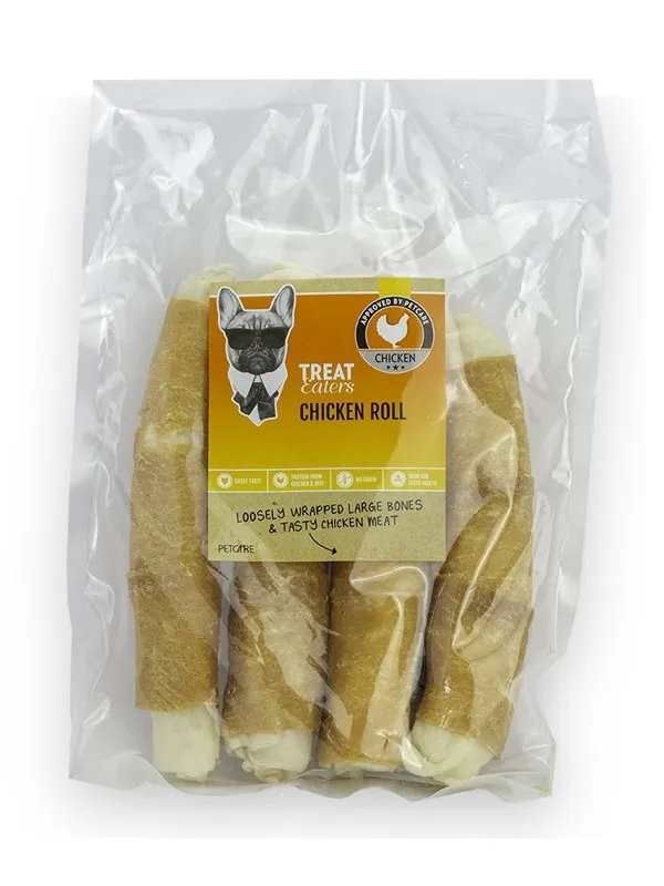 Treateaters Kyllingruller Tyggesnacks til hund 23cm 400g (4 ruller)